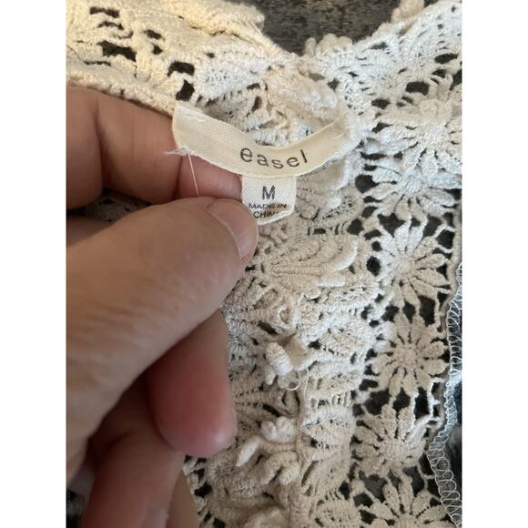 Easel Boho Top Womens M Tie Dye Crochet Lace Butterfly Sleeve Tunic Festival - Picture 5 of 6